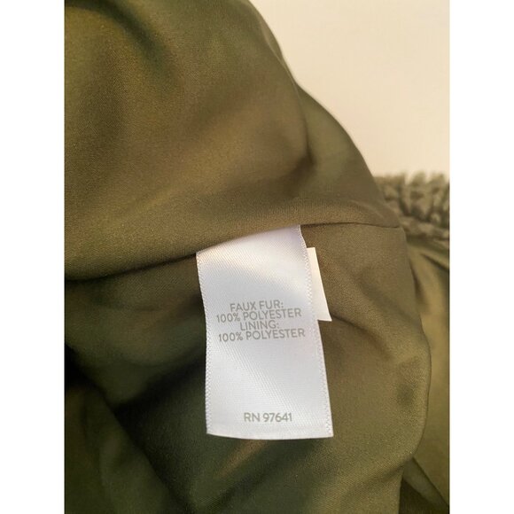 J.Jill Womens Olive Green Soft Faux Fuzzy Fur Coat 2X - Picture 5 of 11